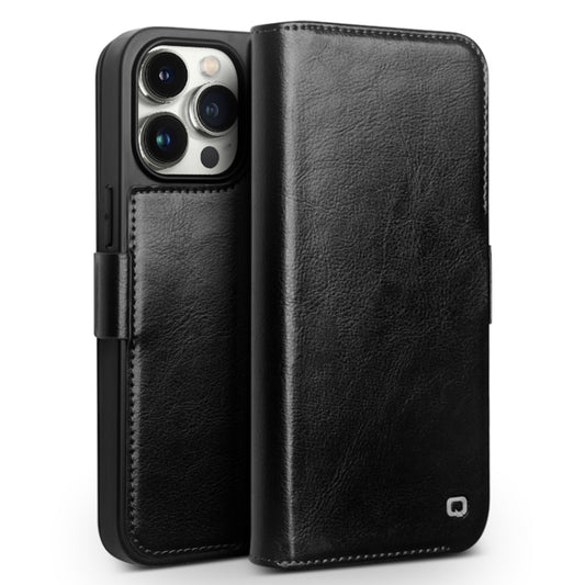 For iPhone 15 Pro Max QIALINO Classic 103 Buckle Genuine Leather Phone Case(Black) - iPhone 15 Pro Max Cases by QIALINO | Online Shopping UK | buy2fix