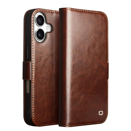 For iPhone 17 QIALINO Classic 103 Buckle Genuine Leather Phone Case(Brown) - iPhone 17 Cases by QIALINO | Online Shopping UK | buy2fix