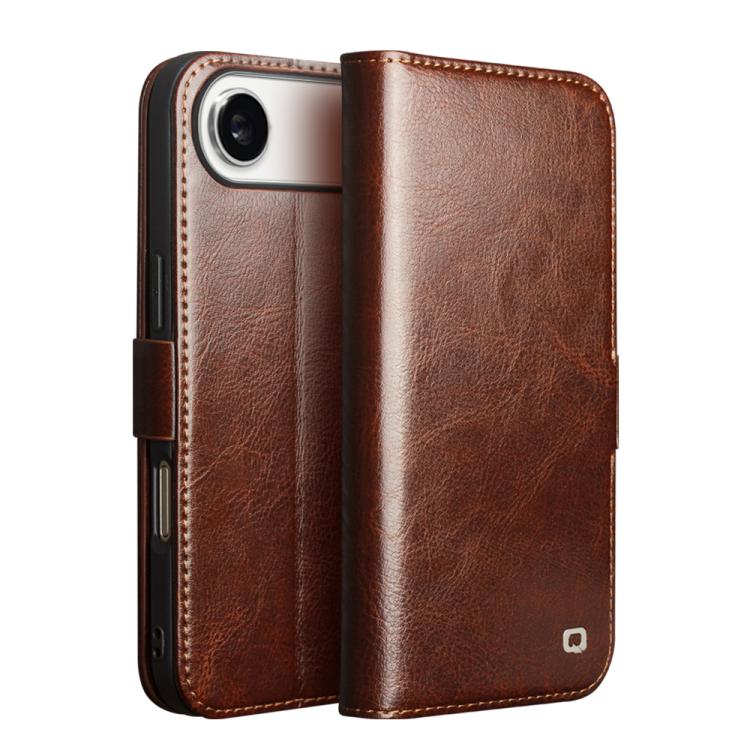 For iPhone 17 Air QIALINO Classic 103 Buckle Genuine Leather Phone Case(Brown) - iPhone 17 Air Cases by QIALINO | Online Shopping UK | buy2fix