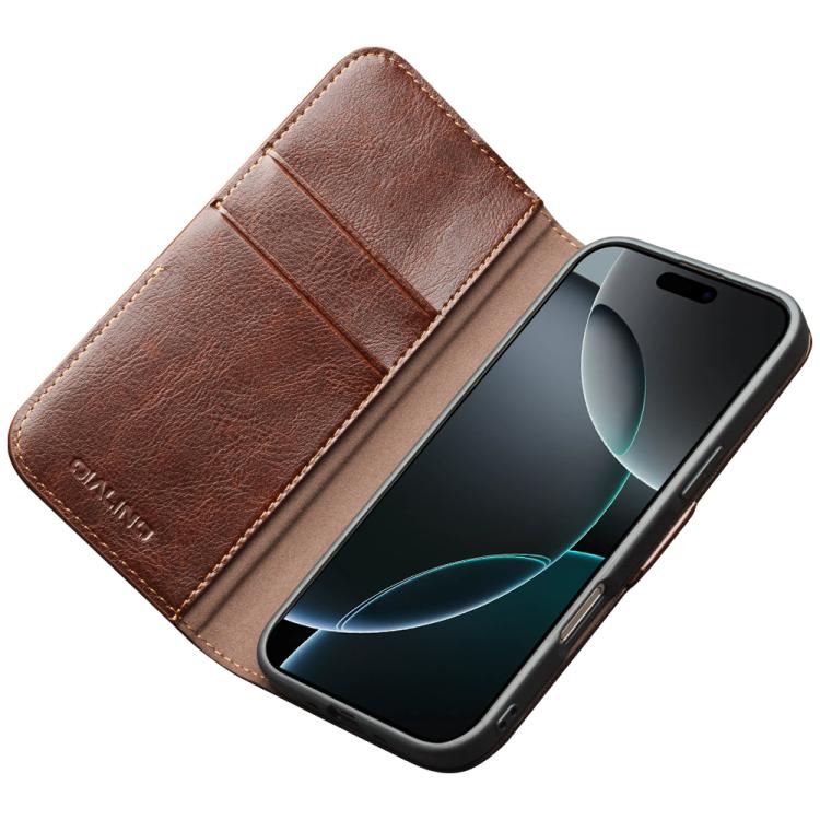For iPhone 17 Pro Max QIALINO Classic 103 Buckle Genuine Leather Phone Case(Brown) - iPhone 17 Pro Max Cases by QIALINO | Online Shopping UK | buy2fix