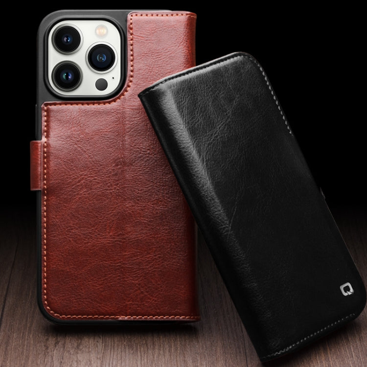 For iPhone 15 QIALINO Classic 103 Buckle Genuine Leather Phone Case(Brown) - iPhone 15 Cases by QIALINO | Online Shopping UK | buy2fix