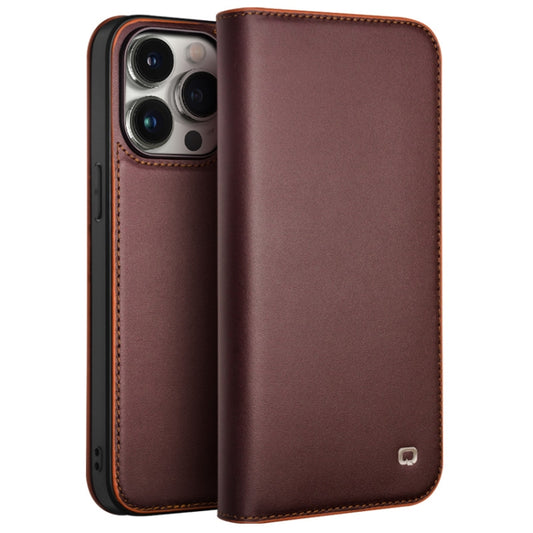 For iPhone 15 Pro Max QIALINO Classic Gen2 Genuine Leather Phone Case(Brown) - iPhone 15 Pro Max Cases by QIALINO | Online Shopping UK | buy2fix