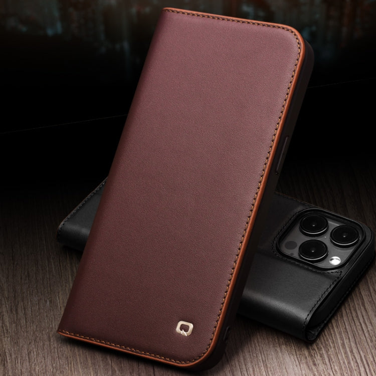 For iPhone 15 QIALINO Classic Gen2 Genuine Leather Phone Case(Brown) - iPhone 15 Cases by QIALINO | Online Shopping UK | buy2fix