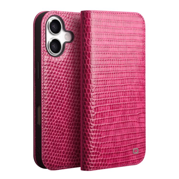 For iPhone 17 QIALINO Little Crocodile Texture Genuine Leather Phone Case(Rose Red) - iPhone 17 Cases by QIALINO | Online Shopping UK | buy2fix