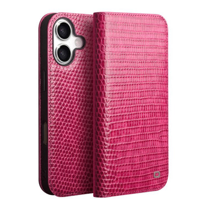 For iPhone 17 QIALINO Little Crocodile Texture Genuine Leather Phone Case(Rose Red) - iPhone 17 Cases by QIALINO | Online Shopping UK | buy2fix