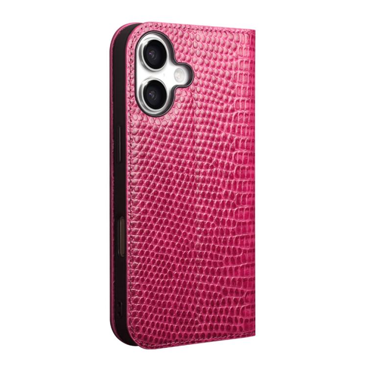 For iPhone 17 QIALINO Little Crocodile Texture Genuine Leather Phone Case(Rose Red) - iPhone 17 Cases by QIALINO | Online Shopping UK | buy2fix
