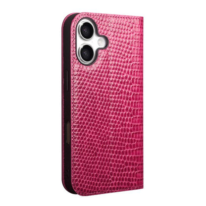 For iPhone 17 QIALINO Little Crocodile Texture Genuine Leather Phone Case(Rose Red) - iPhone 17 Cases by QIALINO | Online Shopping UK | buy2fix