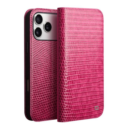 For iPhone 17 Pro Max QIALINO Little Crocodile Texture Genuine Leather Phone Case(Rose Red) - iPhone 17 Pro Max Cases by QIALINO | Online Shopping UK | buy2fix