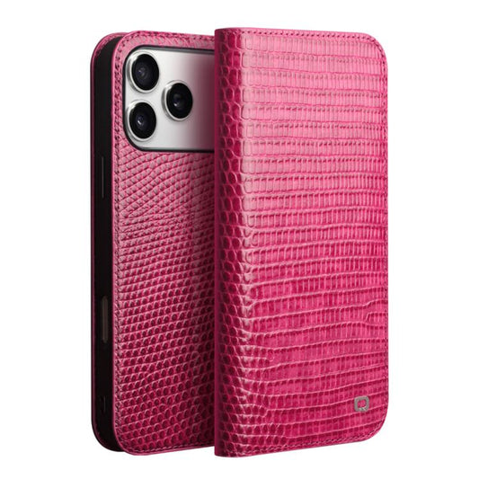 For iPhone 17 Pro Max QIALINO Little Crocodile Texture Genuine Leather Phone Case(Rose Red) - iPhone 17 Pro Max Cases by QIALINO | Online Shopping UK | buy2fix