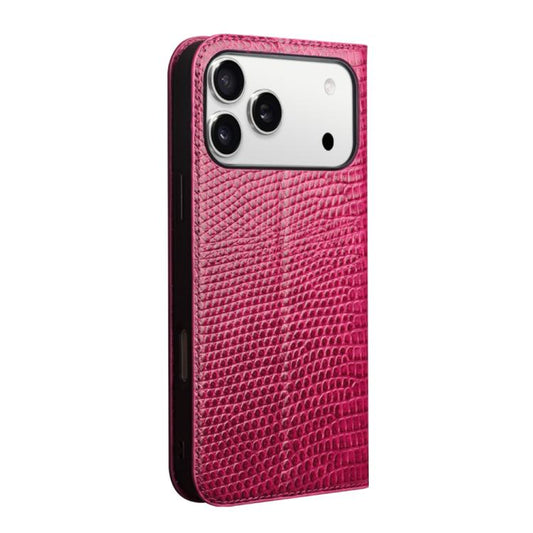 For iPhone 17 Pro Max QIALINO Little Crocodile Texture Genuine Leather Phone Case(Rose Red) - iPhone 17 Pro Max Cases by QIALINO | Online Shopping UK | buy2fix