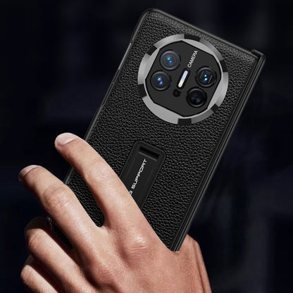 For Huawei Mate X5 GKK Magnetic Hinge Flip Leather Phone Case with Holder(Carbon Fiber) by GKK