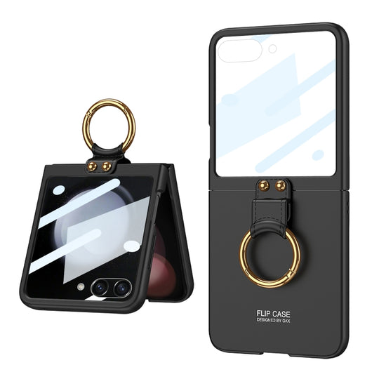 For Samsung Galaxy Z Flip5 GKK Integrated Ultra-thin PC Ring Holder Phone Case(Black)