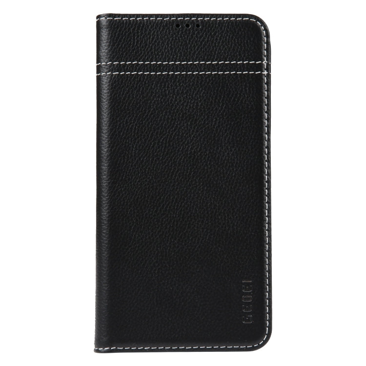 For iPhone 15 GEBEI Top-grain Horizontal Flip Leather Phone Case(Black) - iPhone 15 Cases by GEBEI | Online Shopping UK | buy2fix