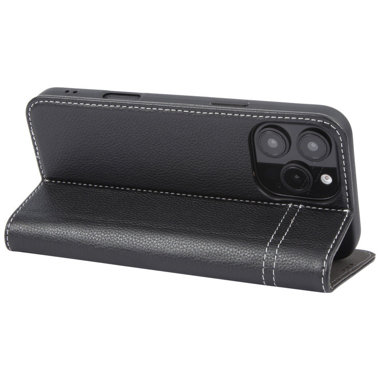 For iPhone 16 Pro GEBEI Top-grain Horizontal Flip Leather Phone Case(Black) - iPhone 16 Pro Cases by GEBEI | Online Shopping UK | buy2fix