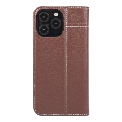 For iPhone 16 Pro Max GEBEI Top-grain Horizontal Flip Leather Phone Case(Brown) - iPhone 16 Pro Max Cases by GEBEI | Online Shopping UK | buy2fix