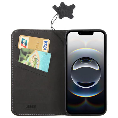 For iPhone 16e GEBEI Top-grain Horizontal Flip Leather Phone Case(Black) - iPhone 16e Cases by GEBEI | Online Shopping UK | buy2fix