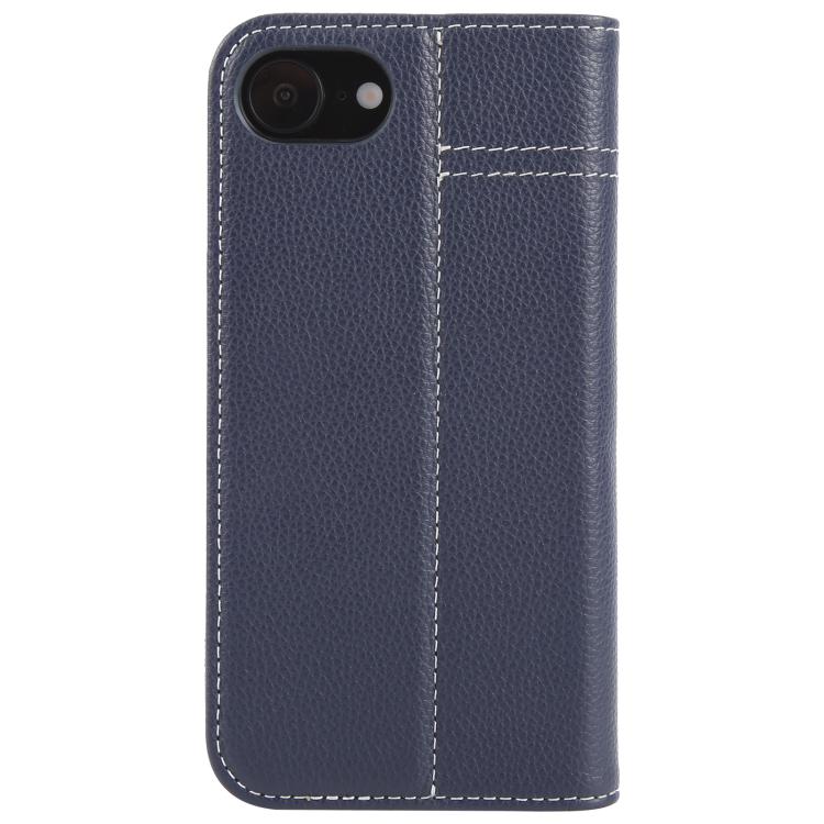 For iPhone 16e GEBEI Top-grain Horizontal Flip Leather Phone Case(Blue) - iPhone 16e Cases by GEBEI | Online Shopping UK | buy2fix
