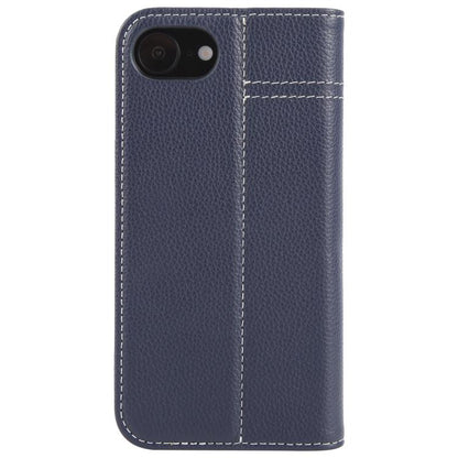 For iPhone 16e GEBEI Top-grain Horizontal Flip Leather Phone Case(Blue) - iPhone 16e Cases by GEBEI | Online Shopping UK | buy2fix