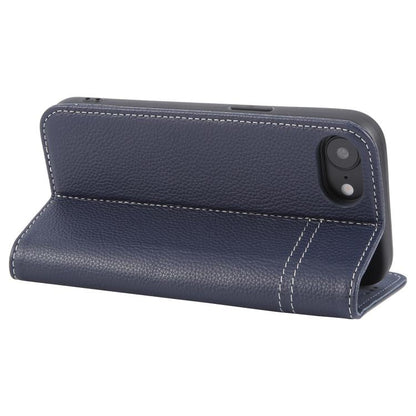 For iPhone 16e GEBEI Top-grain Horizontal Flip Leather Phone Case(Blue) - iPhone 16e Cases by GEBEI | Online Shopping UK | buy2fix