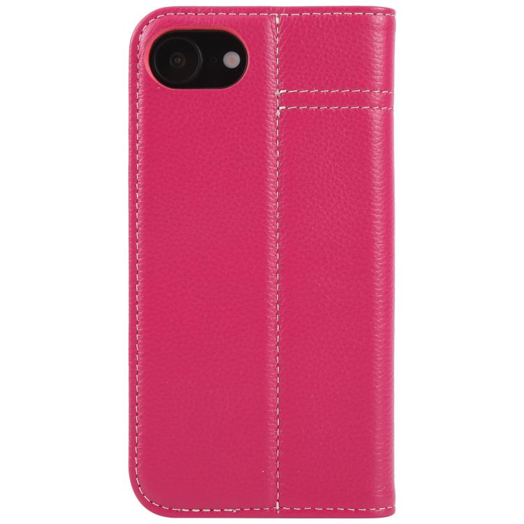 For iPhone 16e GEBEI Top-grain Horizontal Flip Leather Phone Case(Rose Red) - iPhone 16e Cases by GEBEI | Online Shopping UK | buy2fix