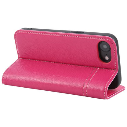 For iPhone 16e GEBEI Top-grain Horizontal Flip Leather Phone Case(Rose Red) - iPhone 16e Cases by GEBEI | Online Shopping UK | buy2fix
