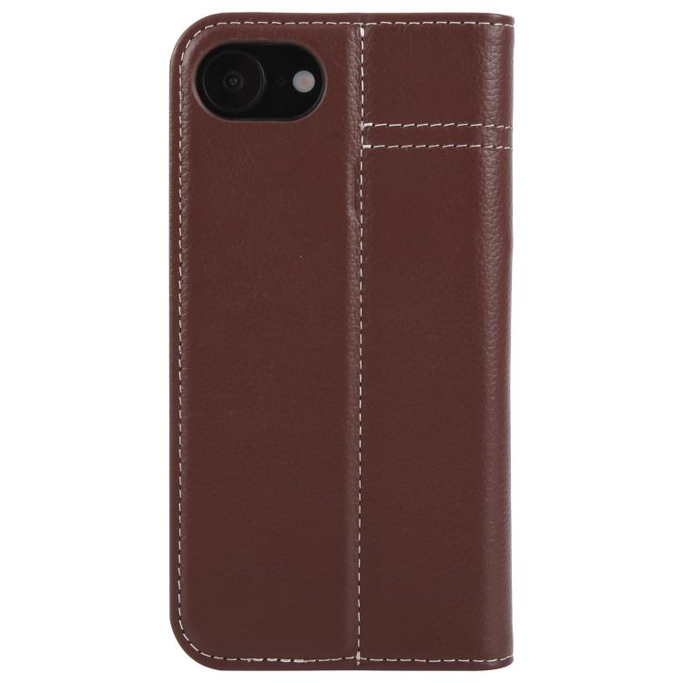 For iPhone 16e GEBEI Top-grain Horizontal Flip Leather Phone Case(Brown) - iPhone 16e Cases by GEBEI | Online Shopping UK | buy2fix