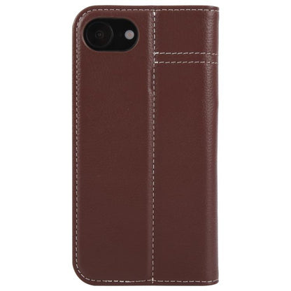 For iPhone 16e GEBEI Top-grain Horizontal Flip Leather Phone Case(Brown) - iPhone 16e Cases by GEBEI | Online Shopping UK | buy2fix