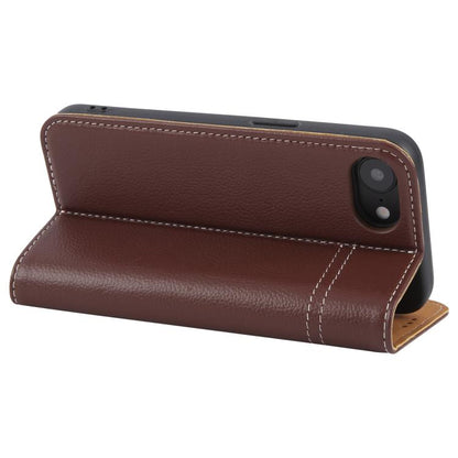For iPhone 16e GEBEI Top-grain Horizontal Flip Leather Phone Case(Brown) - iPhone 16e Cases by GEBEI | Online Shopping UK | buy2fix