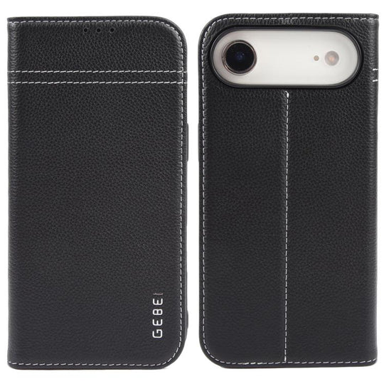 For iPhone Air GEBEI Top-grain Horizontal Flip Leather Phone Case(Black)