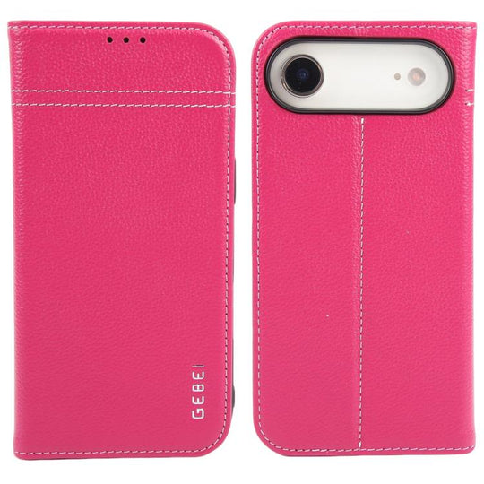 For iPhone Air GEBEI Top-grain Horizontal Flip Leather Phone Case(Rose Red)