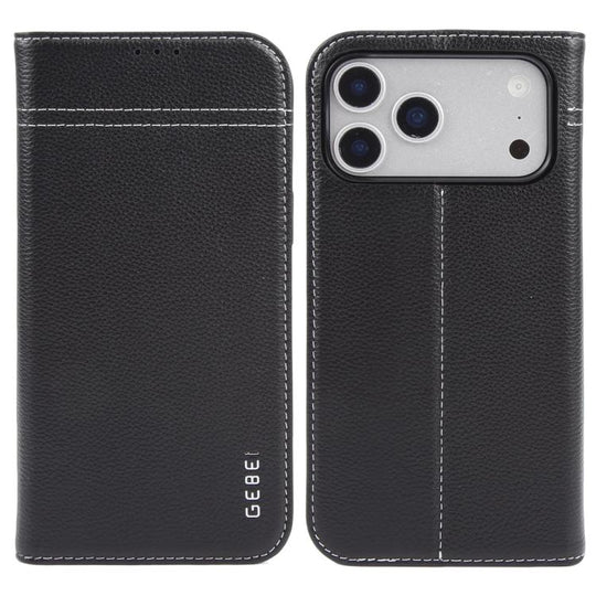 For iPhone 18 Pro / 17 Pro GEBEI Top-grain Horizontal Flip Leather Phone Case(Black)