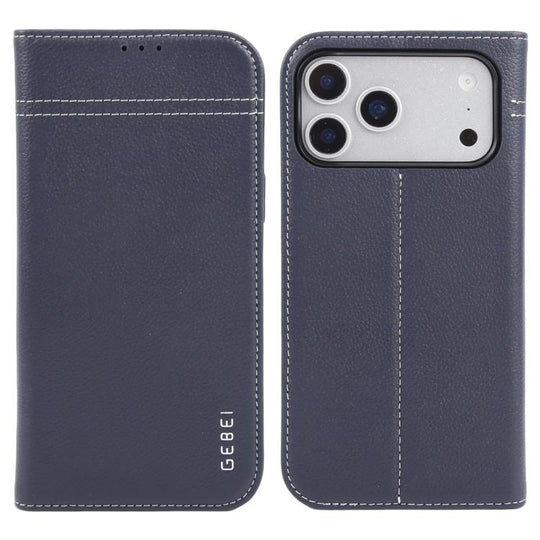 For iPhone 18 Pro Max / 17 Pro Max GEBEI Top-grain Horizontal Flip Leather Phone Case(Blue)