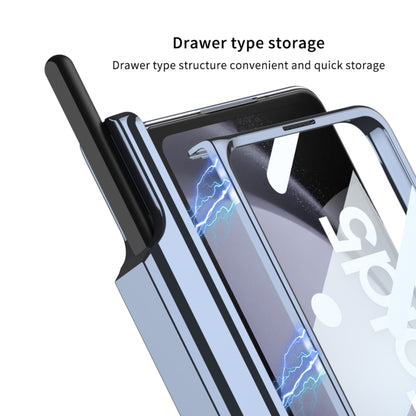 For Samsung Galaxy Z Fold5 5G GKK Integrated Push Lens Window Fold Hinge Phone Case with Pen Slots(Blue) - Galaxy Z Fold5 Cases by GKK | Online Shopping UK | buy2fix