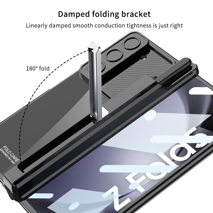 For Samsung Galaxy Z Fold5 5G GKK Integrated Push Lens Window Fold Hinge Phone Case with Pen Slots(Black) - Galaxy Z Fold5 Cases by GKK | Online Shopping UK | buy2fix