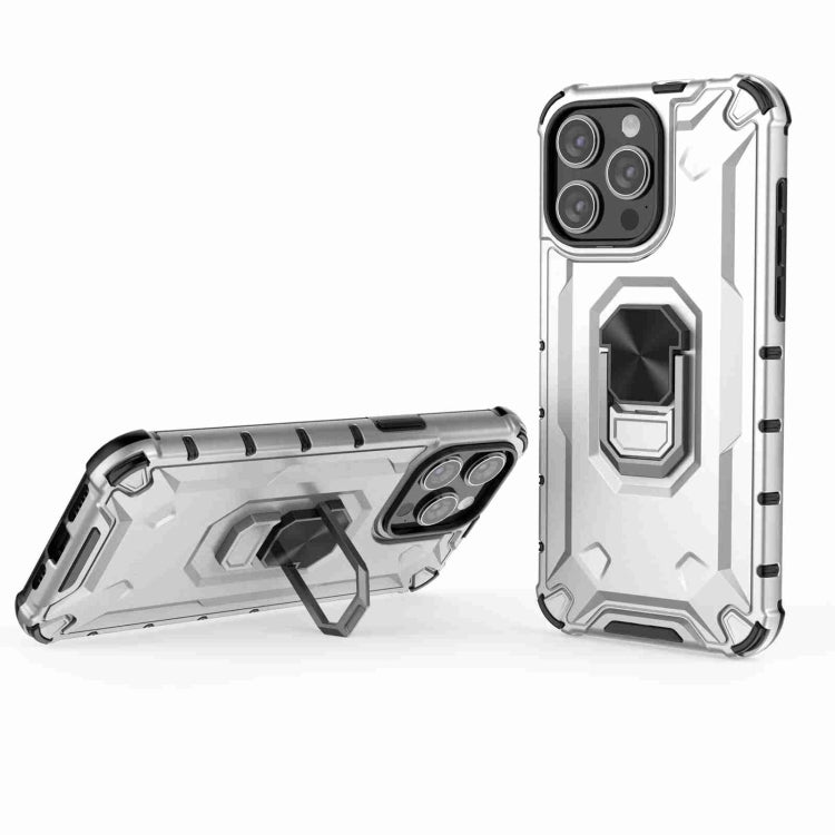 For iPhone 14 Pro Ice Armor Series Ring Holder Phone Case(Silver) by buy2fix