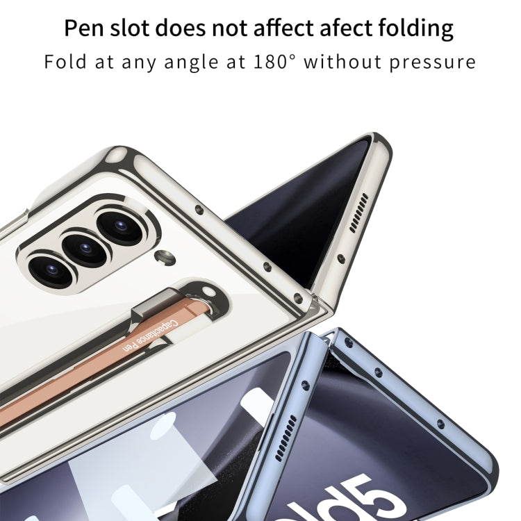 For Samsung Galaxy Z Fold5 5G GKK Integrated PC Phone Case with Pen Slot, No Include Pen(Silver) by GKK