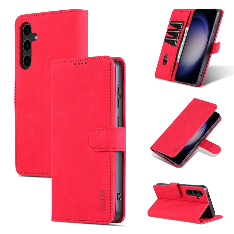 For Samsung Galaxy S24+ 5G AZNS Skin Feel Calf Texture Flip Leather Phone Case(Red) - Galaxy S24+ 5G Cases by AZNS | Online Shopping UK | buy2fix