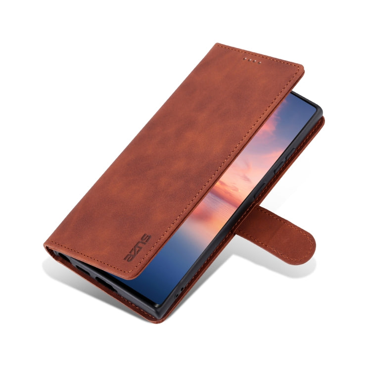 For Samsung Galaxy S24 Ultra 5G AZNS Skin Feel Calf Texture Flip Leather Phone Case(Brown) - Galaxy S24 Ultra 5G Cases by AZNS | Online Shopping UK | buy2fix