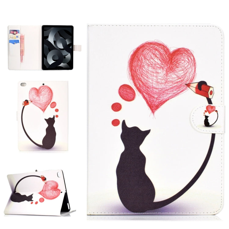 For iPad Air / iPad Air 2  2016 / iPad Pro9.7 / iPad9.7 / 2017 / 2018 Colored Drawing Pattern Horizontal Flip PU Leather Case with Holder & Card Slot & Sleep / Wake-up Function(Loving Cat) - More iPad Cases by buy2fix | Online Shopping UK | buy2fix