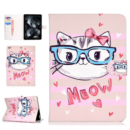 For iPad Air / iPad Air 2  2016 / iPad Pro9.7 / iPad9.7 / 2017 / 2018 Colored Drawing Pattern Horizontal Flip PU Leather Case with Holder & Card Slot & Sleep / Wake-up Function(Glasses Cat) - More iPad Cases by buy2fix | Online Shopping UK | buy2fix
