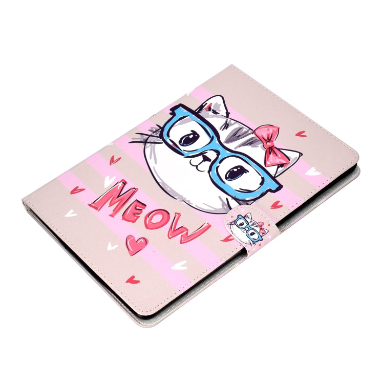 For iPad Air / iPad Air 2  2016 / iPad Pro9.7 / iPad9.7 / 2017 / 2018 Colored Drawing Pattern Horizontal Flip PU Leather Case with Holder & Card Slot & Sleep / Wake-up Function(Glasses Cat) - More iPad Cases by buy2fix | Online Shopping UK | buy2fix