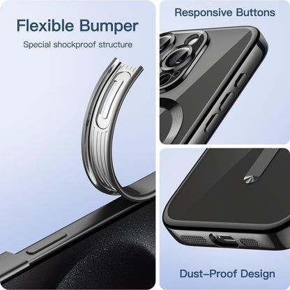 For iPhone 15 Pro Magsafe Magnetic Transparent Electroplated TPU Phone Case(Black) - iPhone 15 Pro Cases by buy2fix | Online Shopping UK | buy2fix