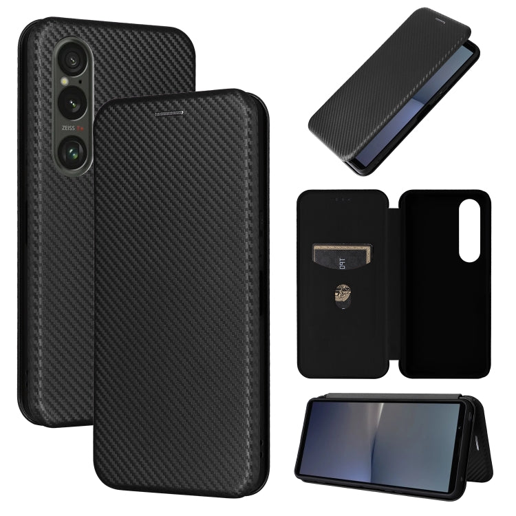 For Sony Xperia 1 VI 2024 Carbon Fiber Texture Flip Leather Phone Case(Black) by buy2fix