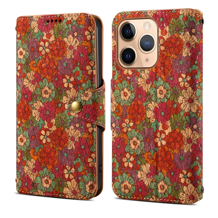 For iPhone 11 Pro Denior Flower Language Series Cork Fabric Oil Edge Leather Phone Case(Summer) - iPhone 11 Pro Cases by Denior | Online Shopping UK | buy2fix