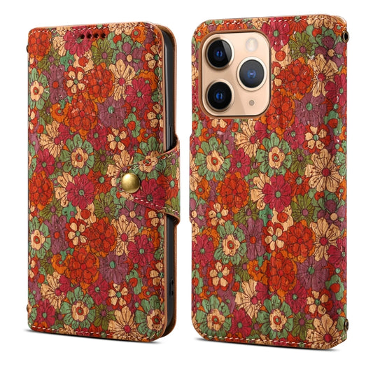 For iPhone 11 Pro Max Denior Flower Language Series Cork Fabric Oil Edge Leather Phone Case(Summer) - iPhone 11 Pro Max Cases by Denior | Online Shopping UK | buy2fix