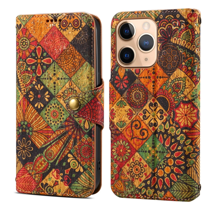 For iPhone 11 Pro Max Denior Flower Language Series Cork Fabric Oil Edge Leather Phone Case(Autumn) - iPhone 11 Pro Max Cases by Denior | Online Shopping UK | buy2fix