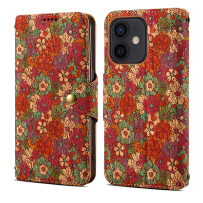 For iPhone 12 Denior Flower Language Series Cork Fabric Oil Edge Leather Phone Case(Summer) - iPhone 12 / 12 Pro Cases by Denior | Online Shopping UK | buy2fix