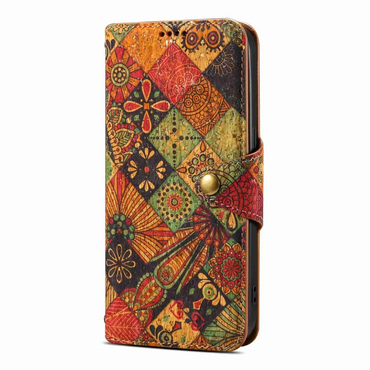 For iPhone 12 Pro Denior Flower Language Series Cork Fabric Oil Edge Leather Phone Case(Autumn) - iPhone 12 / 12 Pro Cases by Denior | Online Shopping UK | buy2fix