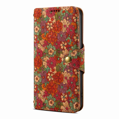 For iPhone 12 Pro Max Denior Flower Language Series Cork Fabric Oil Edge Leather Phone Case(Summer) - iPhone 12 Pro Max Cases by Denior | Online Shopping UK | buy2fix