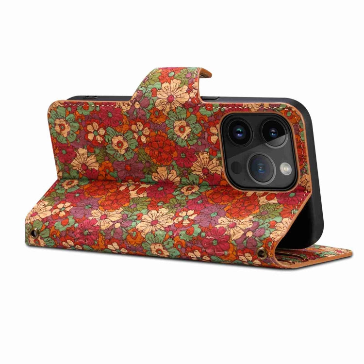 For iPhone 12 Pro Max Denior Flower Language Series Cork Fabric Oil Edge Leather Phone Case(Summer) - iPhone 12 Pro Max Cases by Denior | Online Shopping UK | buy2fix